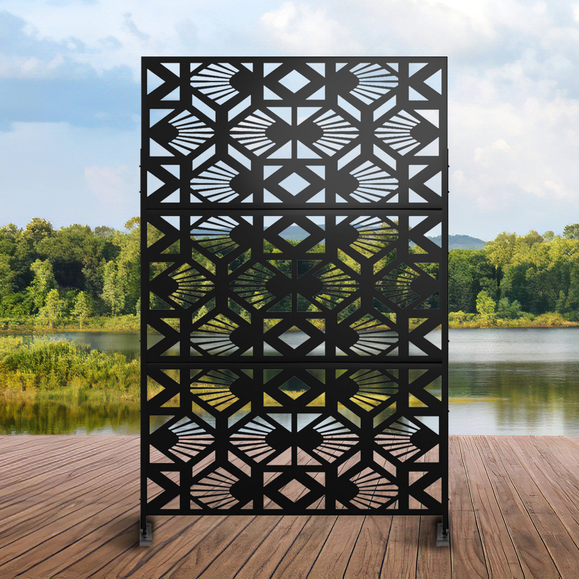 MAYEERTY 6.5 ft. H x 4 ft. W Metal Privacy Screen | Wayfair