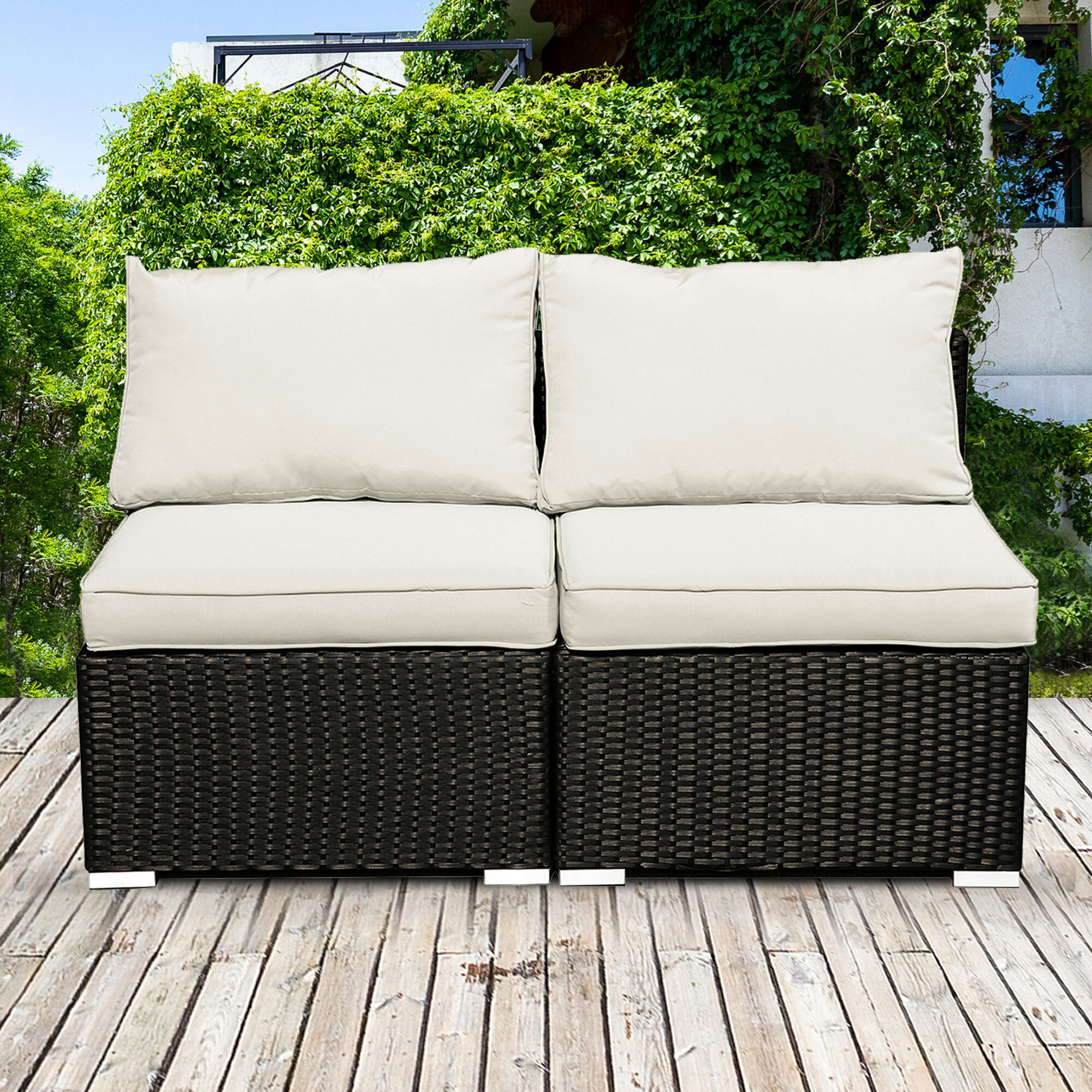 wicker 2 seater lounge