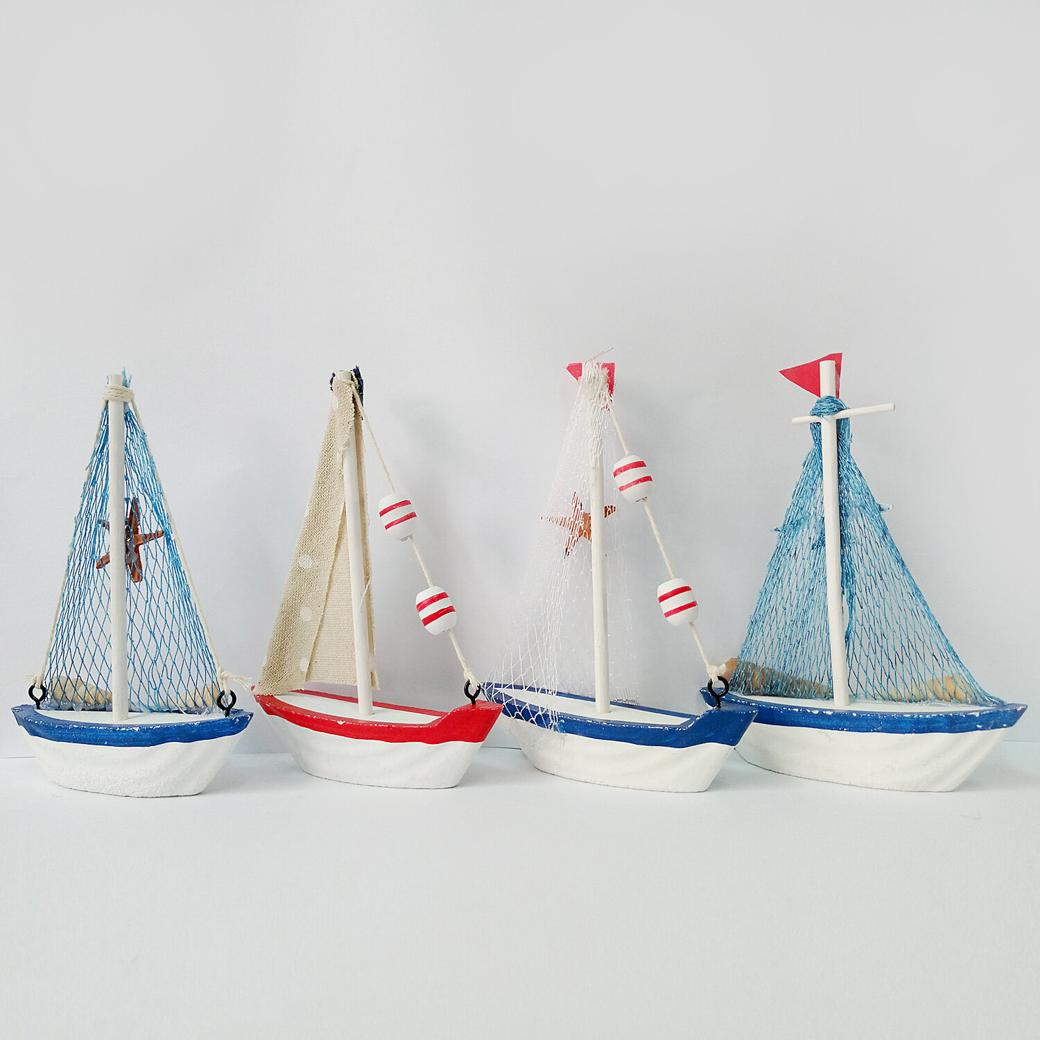 3PCS Wood Model Miniature Sailing Boat Ship Sailer Yacht Nautical decor SET 