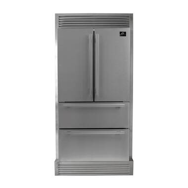 Verona VERF36CDSS 22.49 cu 36 Inch Freestanding Counter Depth 4 Door French Door Refrigerator Bottom Freezer with Auto Ice maker Stainless Steel ft 