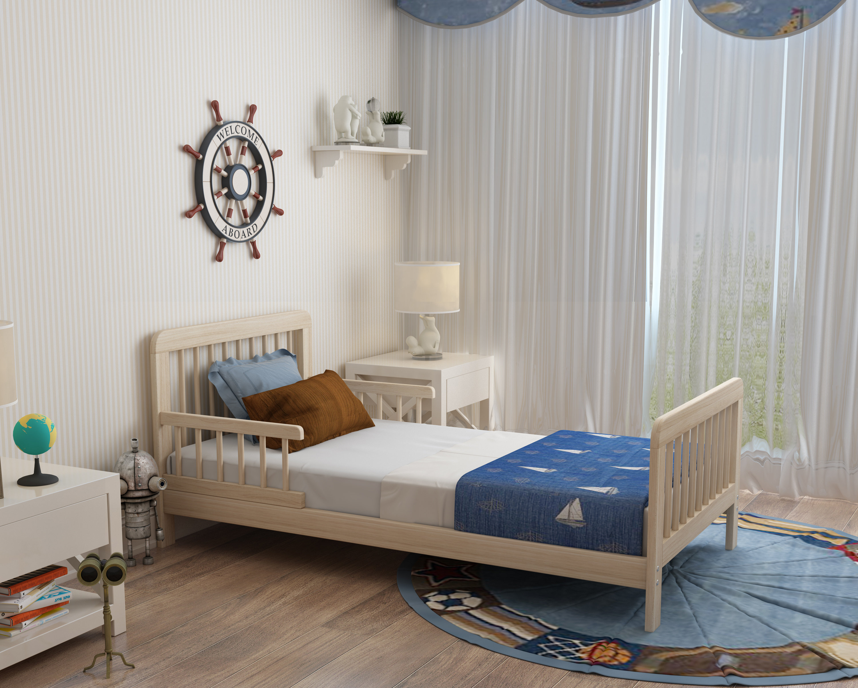 Harriet Bee Boje Toddler Solid Wood Platforms Bed and Mattress by