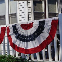 Half Fan Banner Flag with Canvas Header and Brass Grommets for 4th of July Decor American Us Bunting Flag Half-Round Cotton Patriotic Vintage Bunting with Embroidery FASESH USA Pleated Fan Flag 
