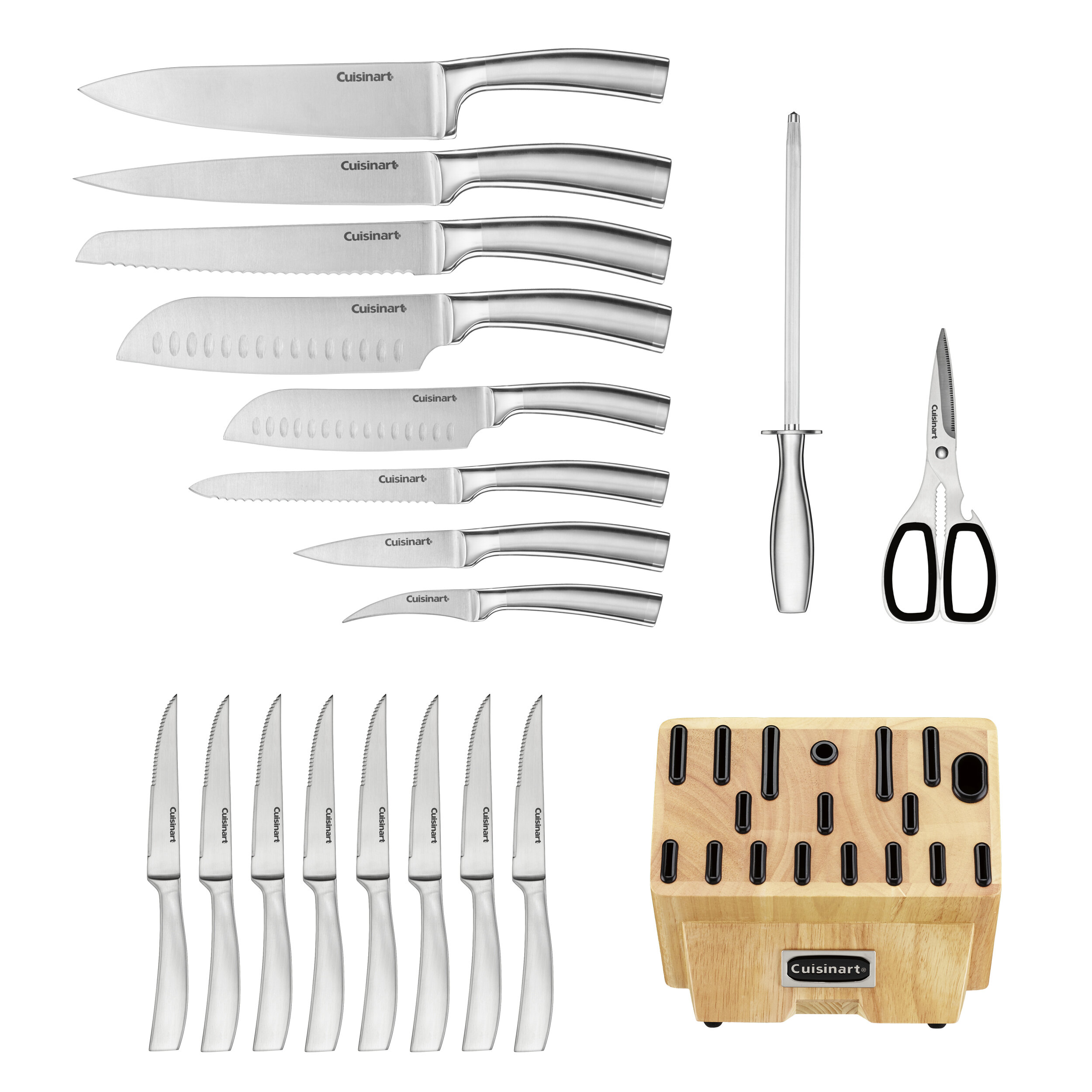 Details about   Cuisinart C77SS-19P Normandy 19 Piece Cutlery Block Set Stainless Steel 