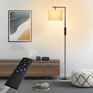 LED Bulb Inclued Black Floor lamp,Stepless Brightness &4 Color Temperature Modern Standing Shade Led Floor Lamp with Remote & Rotary Switch Control Classic Standing Lamp for Living Room and Bedroom 