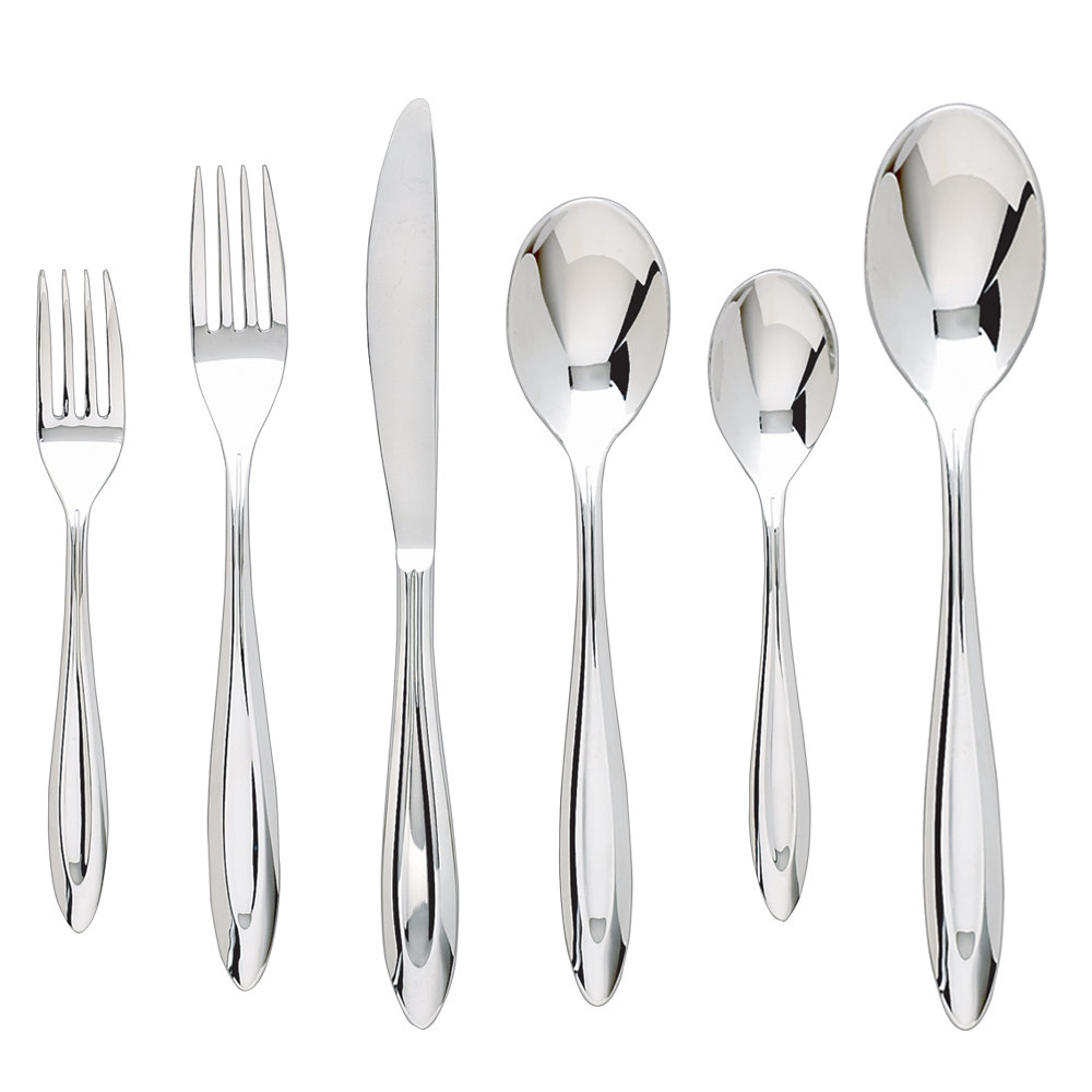 Ginkgo Fontur Platinum Stainless Steel Flatware Set of 42 & Reviews