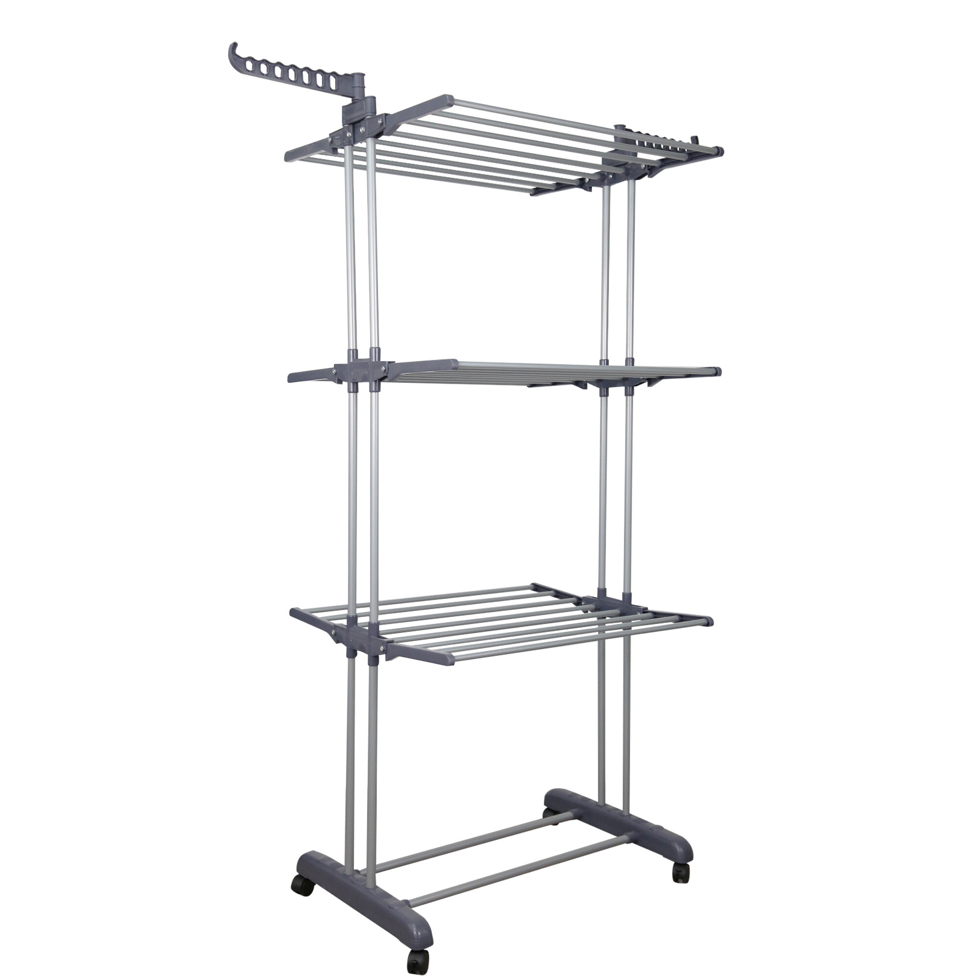 Rebrilliant Clothes Clothes Drying Rack, 3-Tier Collapsible, Rolling ...