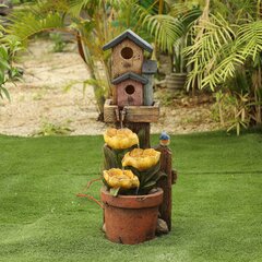 Details about   16 in Birdhouse Fountain w/ LED Lights 