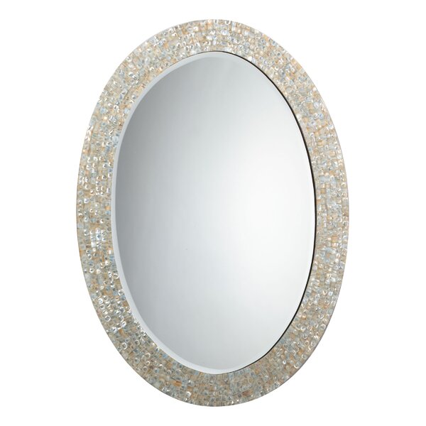 Wall Mirror Bedroom Mother of Pearl Inlay Oval Frame Decorative Home Decor 