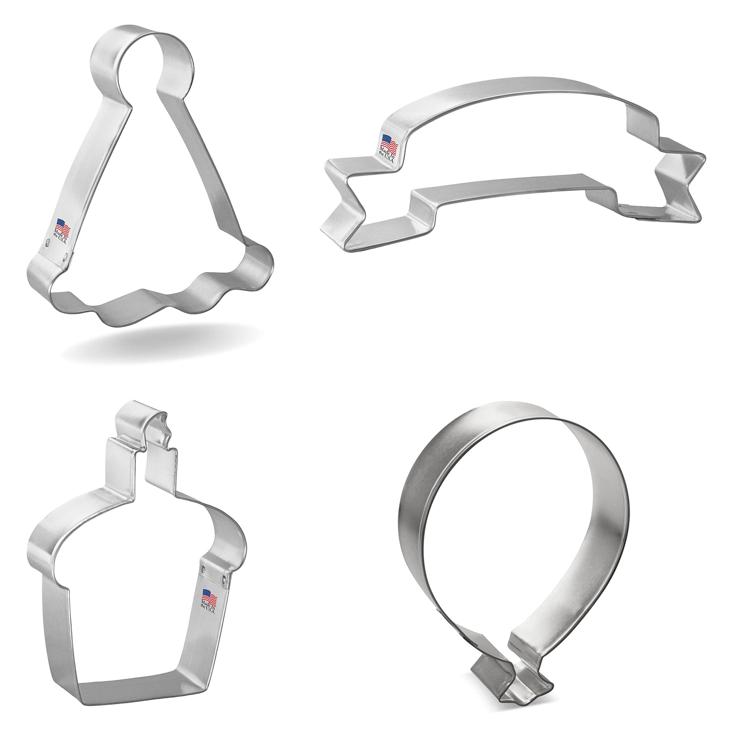 4 Piece Birthday Cookie Cutter Set Balloon, Banner