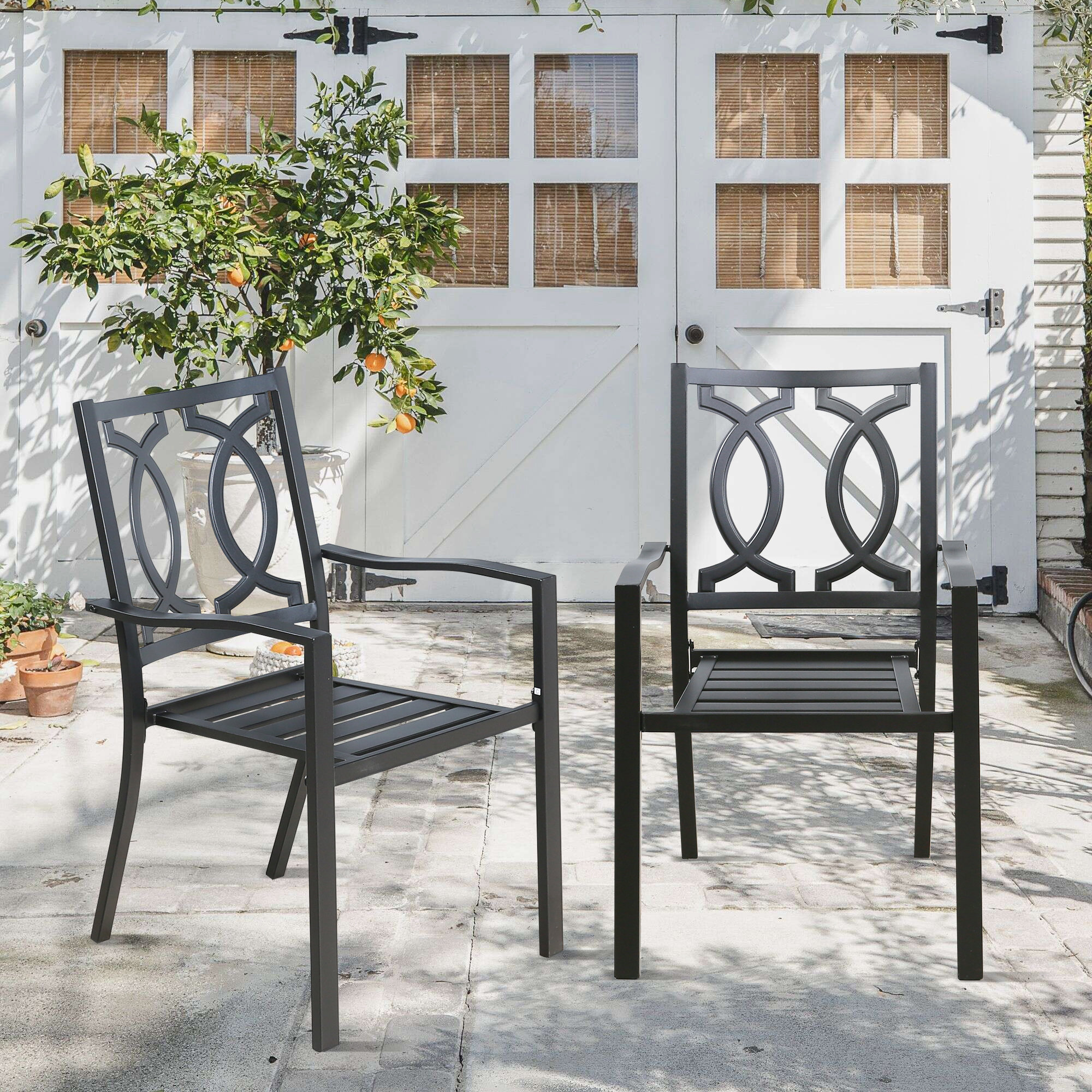 Lark Manor 2 Pieces Outdoor Patio Stacking Metal Dining Chairs Wayfair