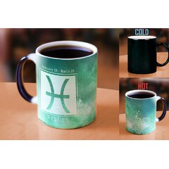 YANFLY Zodiac Sign Ceramic Mug Spoon Office Milk Coffee Cup Aquarius Nero 301-400ml 