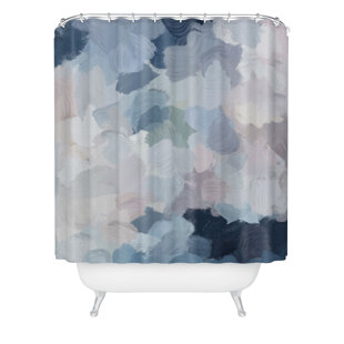 hoockless dusty blue embroidered shower curtain RBH32MY131 