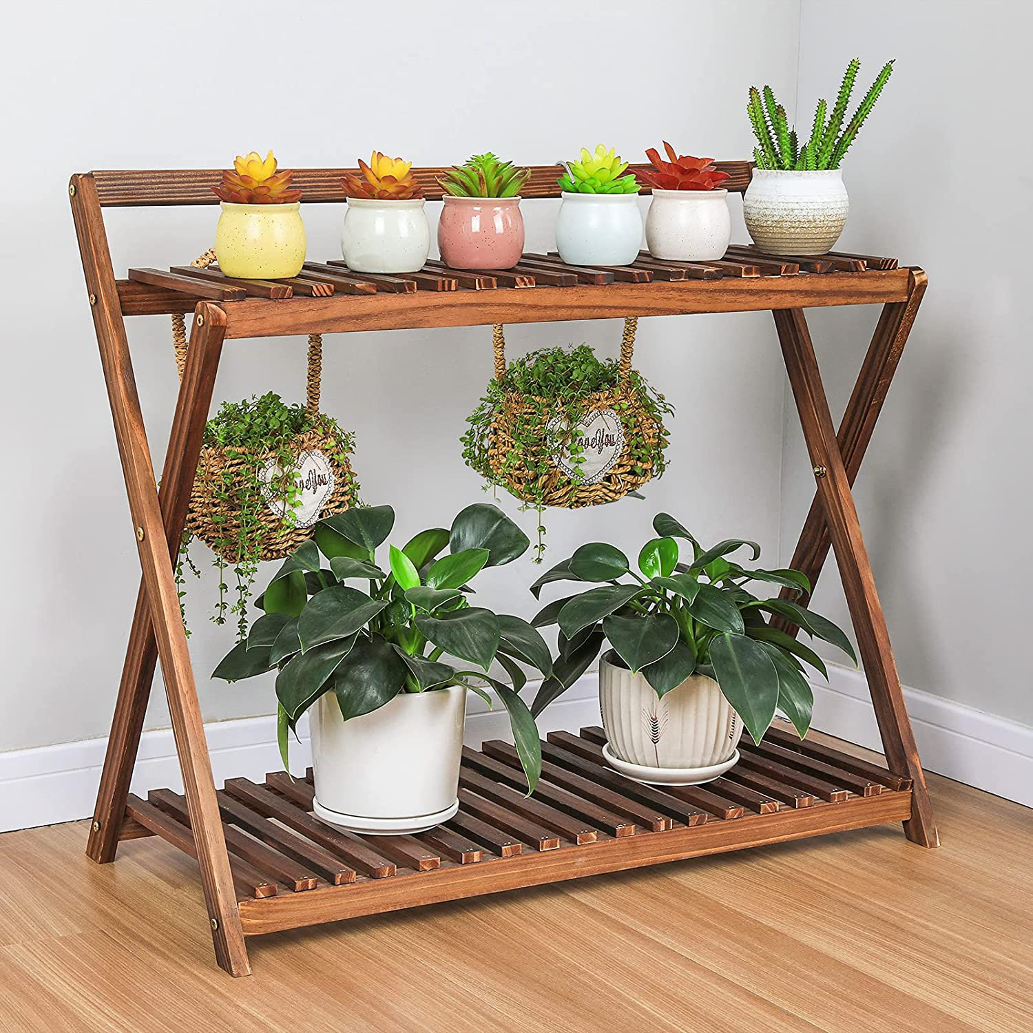 Arlmont & Co. Amauria Rectangular Corner Solid Wood Plant Stand Wayfair