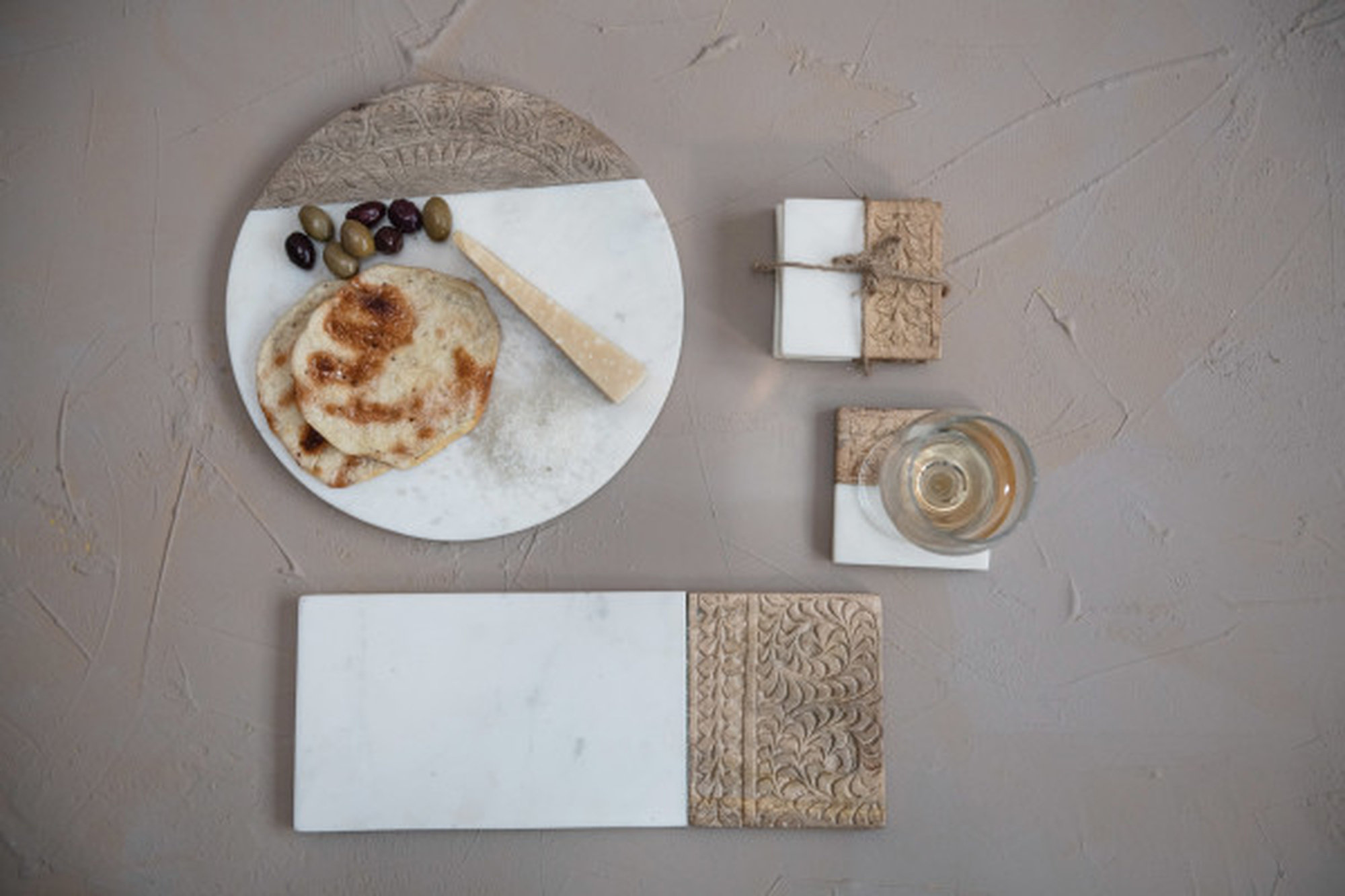 Latitude Run® HandCarved Engraved Mango Wood Square Trivets For Dining