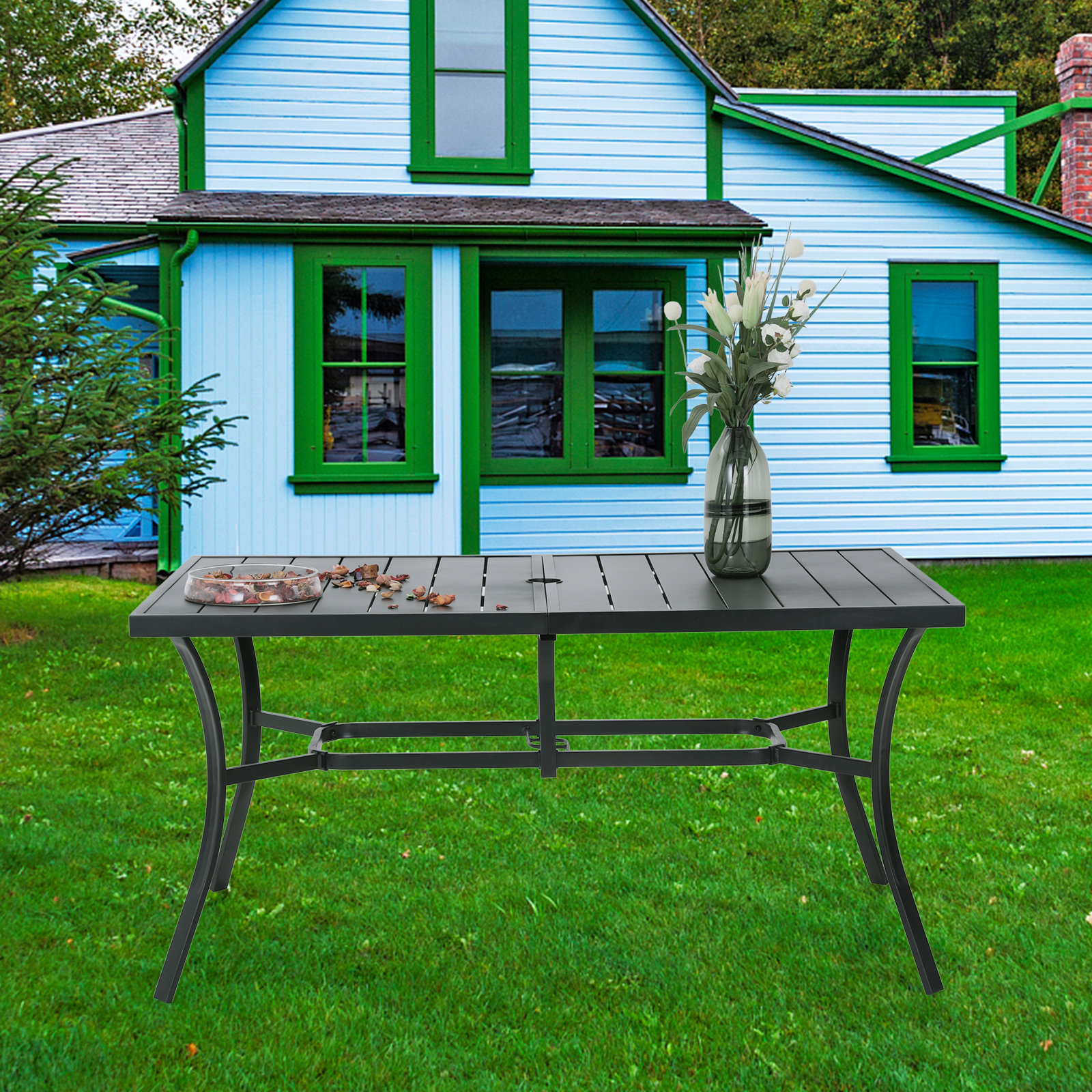 Red Barrel Studio® Bathilde Metal Outdoor Dining Table Wayfair