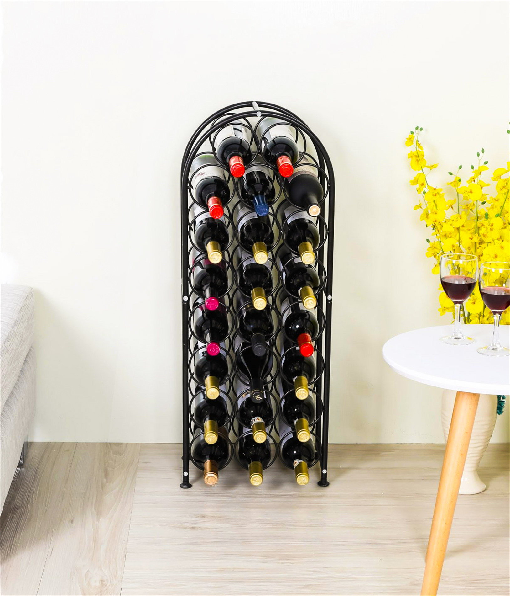 Belfry Kitchen 23 Bottles Arched Freestanding Floor Metal Wine Rack