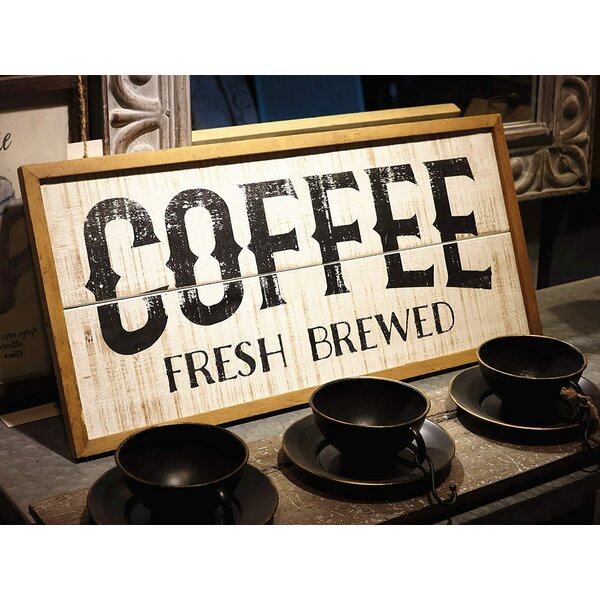 Coffee Sign Wood Signs for Kitchen Retro Fresh Coffee Served Daily Cute Saying Quote Wood Sign Wooden Home or Office Decor