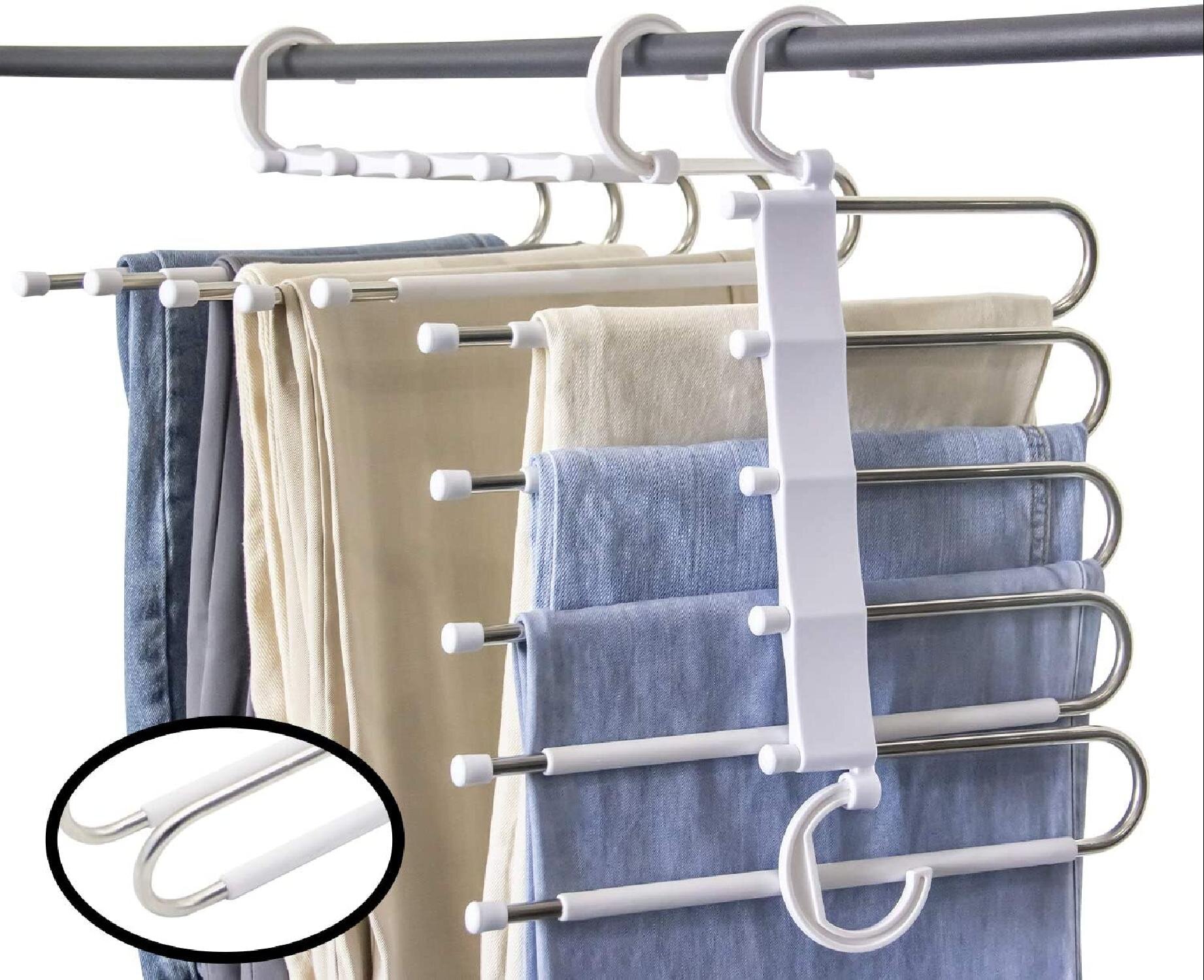 Multifunctional Pants Hanger 5 Layers Trousers Storage Rack for Jeans Pants 