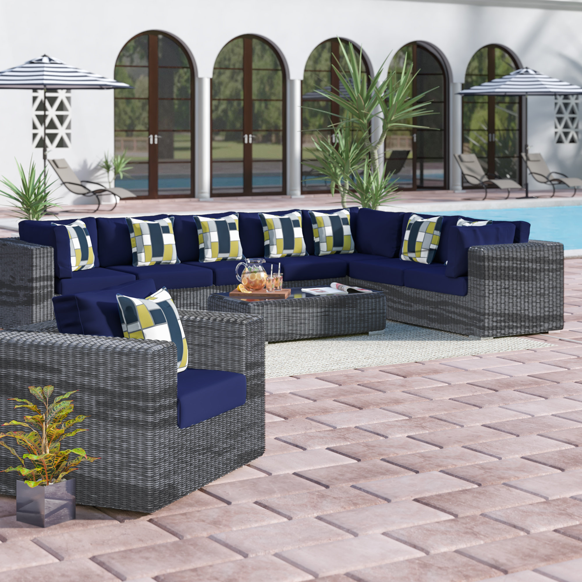 Brayden Studio® Keiran Wicker/Rattan 7 Person Seating Group with