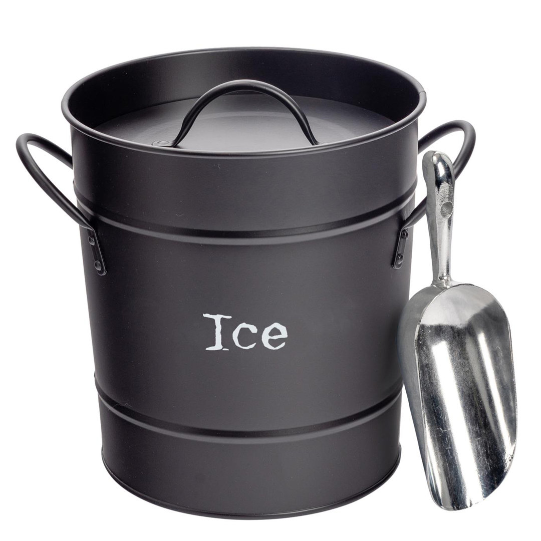 Industrial Ice Bucket with Scoop black
