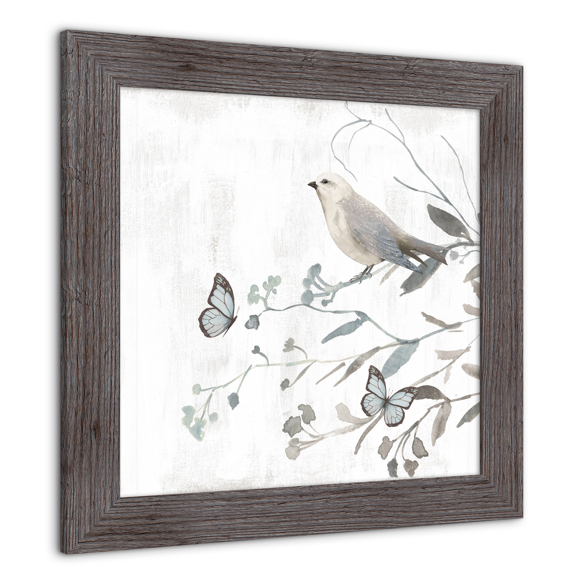 Red Barrel Studio® Bird With Butterflies Picture Frame Painting Wayfair