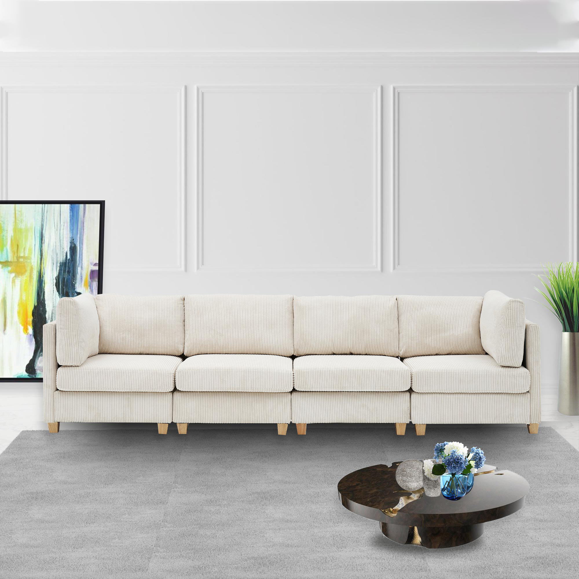 Ebern Designs Tinika 4 - Piece Upholstered Chaise Sectional | Wayfair