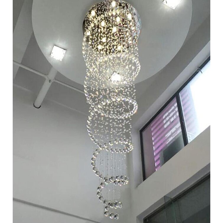 Fashion Long Spiral Clear Crystal Sphere Ceiling Chandelier Ceiling Fixture 