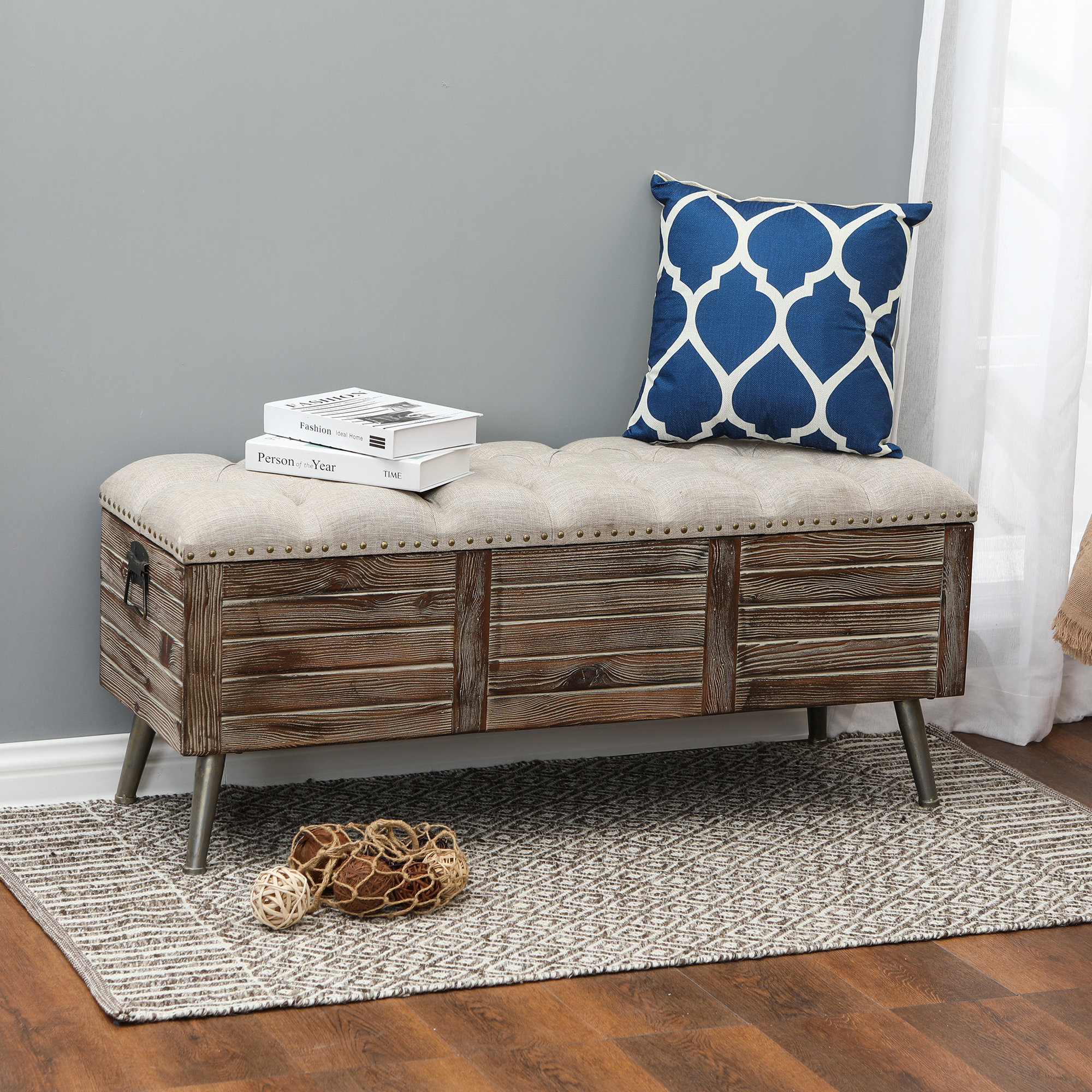 August Grove® Elmont Wood Flip Top Storage Bench & Reviews Wayfair Canada