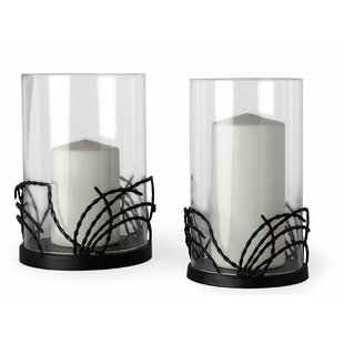 Ribbed Grey Glass Tealight Candle Lantern Vase 22cm 