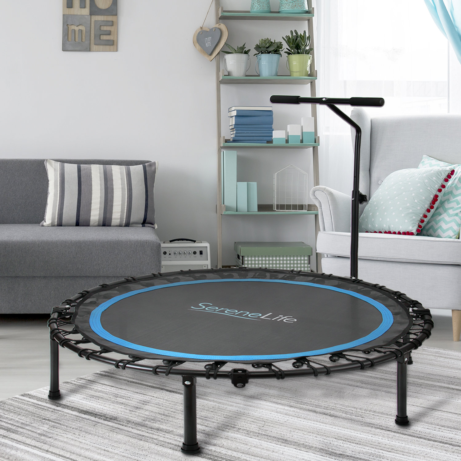 Trampoline Pliable SereneLife 91,4 Cm Pour Enfants, Sans Ressorts, Barre Rembourrée, Sécurité, Rebond, Jusqu'à 68 Kg, Sac De Rangement Inclus
