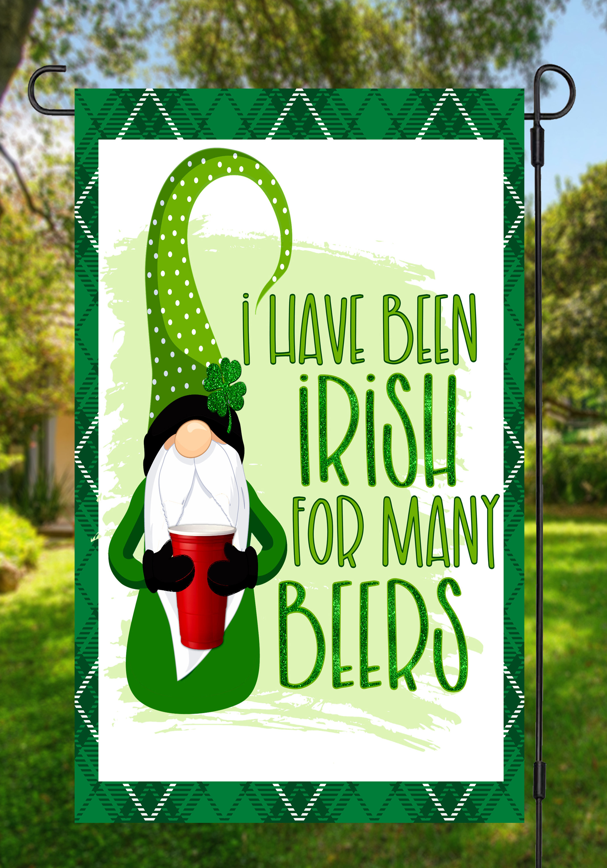 Flags Galore Decor and More Irish for Many Beers Gnome 2Sided Polyester 18 x 12 in. Garden Flag