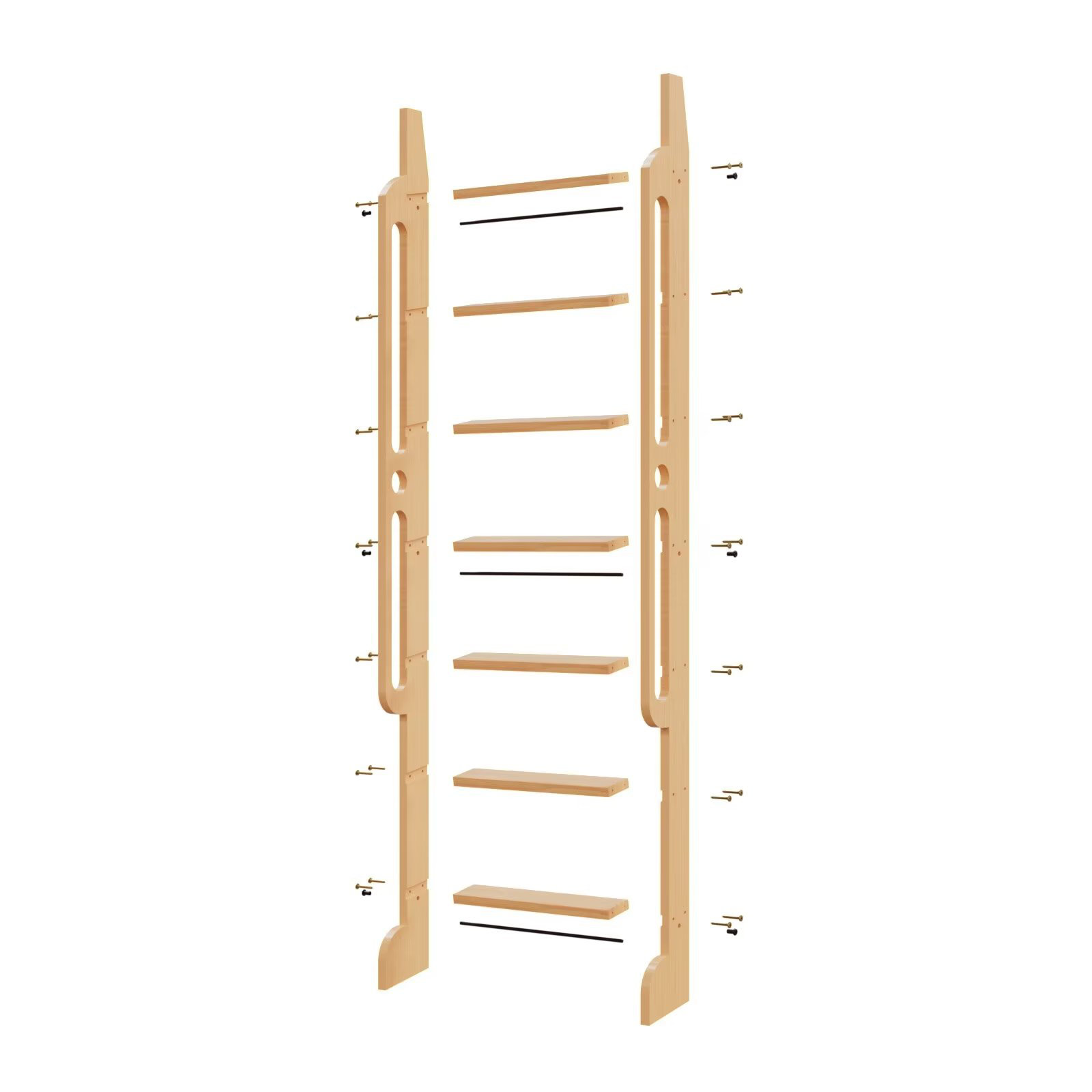 WFX Utility™ 7.2' Quite Guide Library Ladder Kit Wooden Ladder With Handrail Wayfair