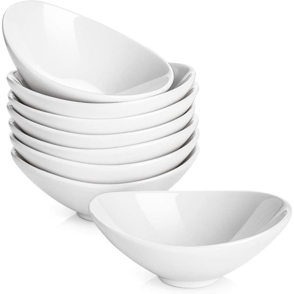 Ebros Contemporary White Porcelain Condiments Dipping Bowls SET OF 6 