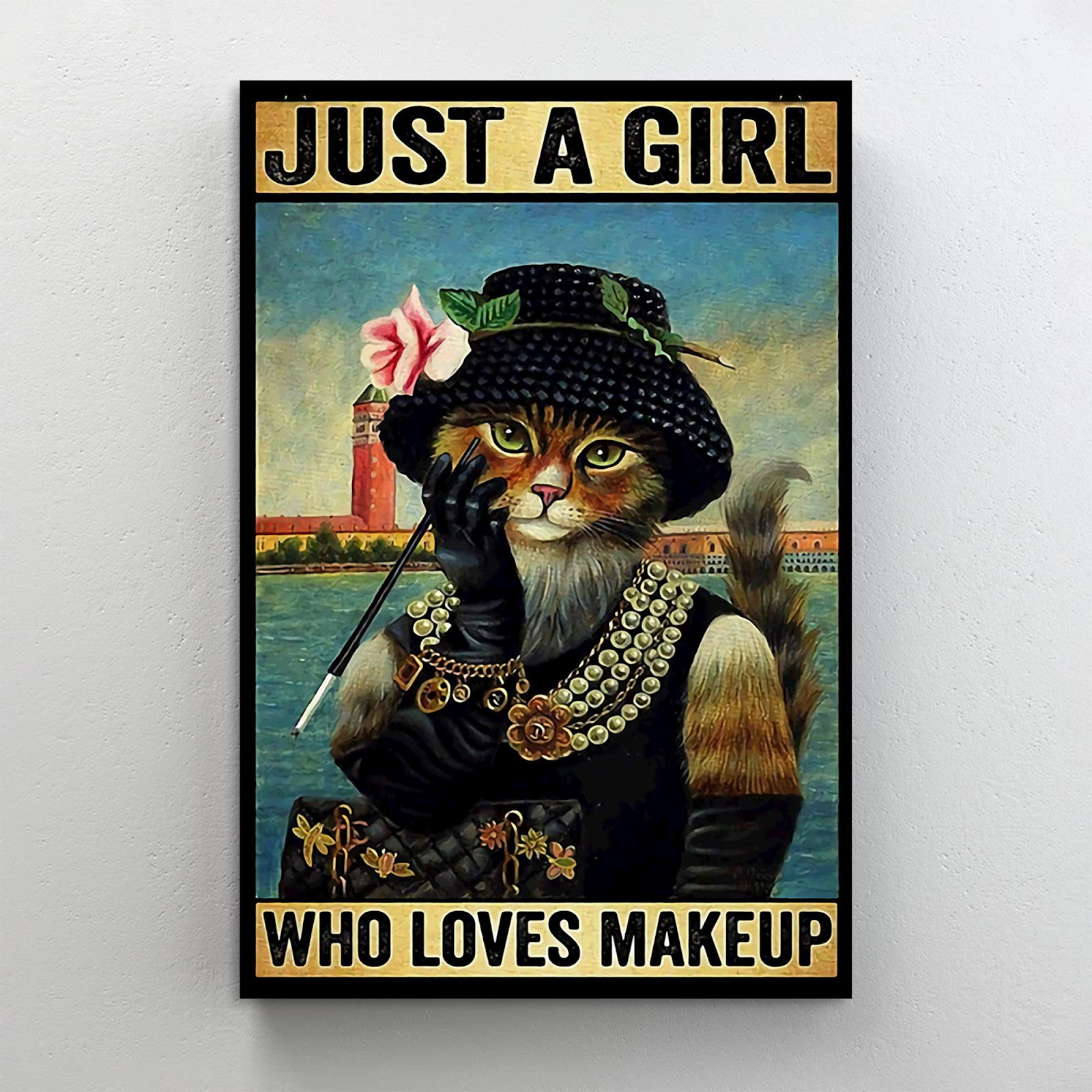 Trinx Black Cat Just A Girl Who Loves Makeup Funny Quotes - Wrapped Canvas  Graphic Art | Wayfair