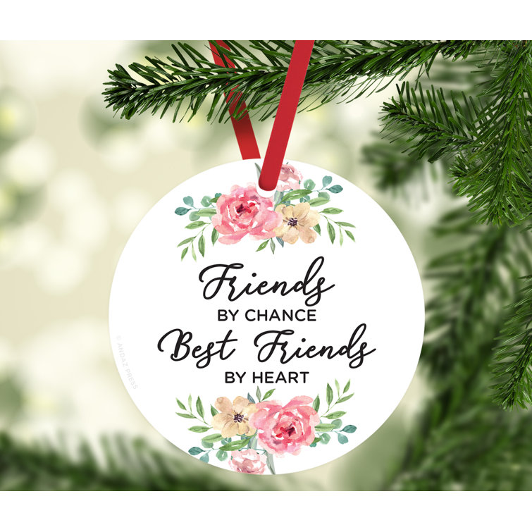 Metal Friendship Gift Friends by Chance Best Friends by Heart Ball Ornament
