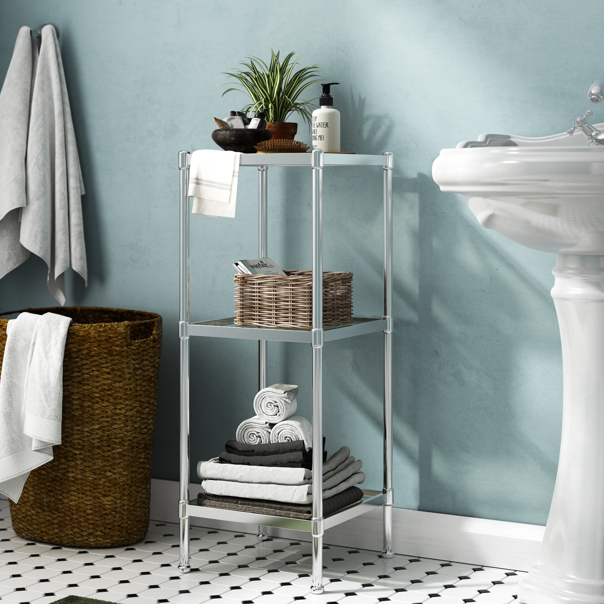 Rebrilliant Cardoso Metal Freestanding Bathroom Shelves & Reviews | Wayfair