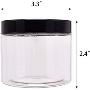 Prep & Savour 8 OZ Round Clear Plastic Jars With Black Lids ...