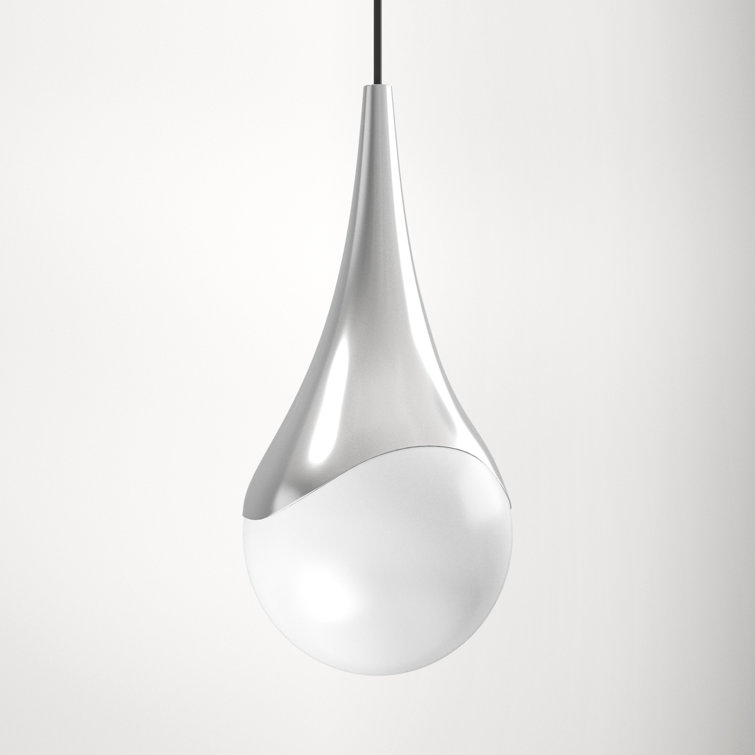 Ariana Polished Nickel 1-Light Pendant with Opal Glossy Glass Shade