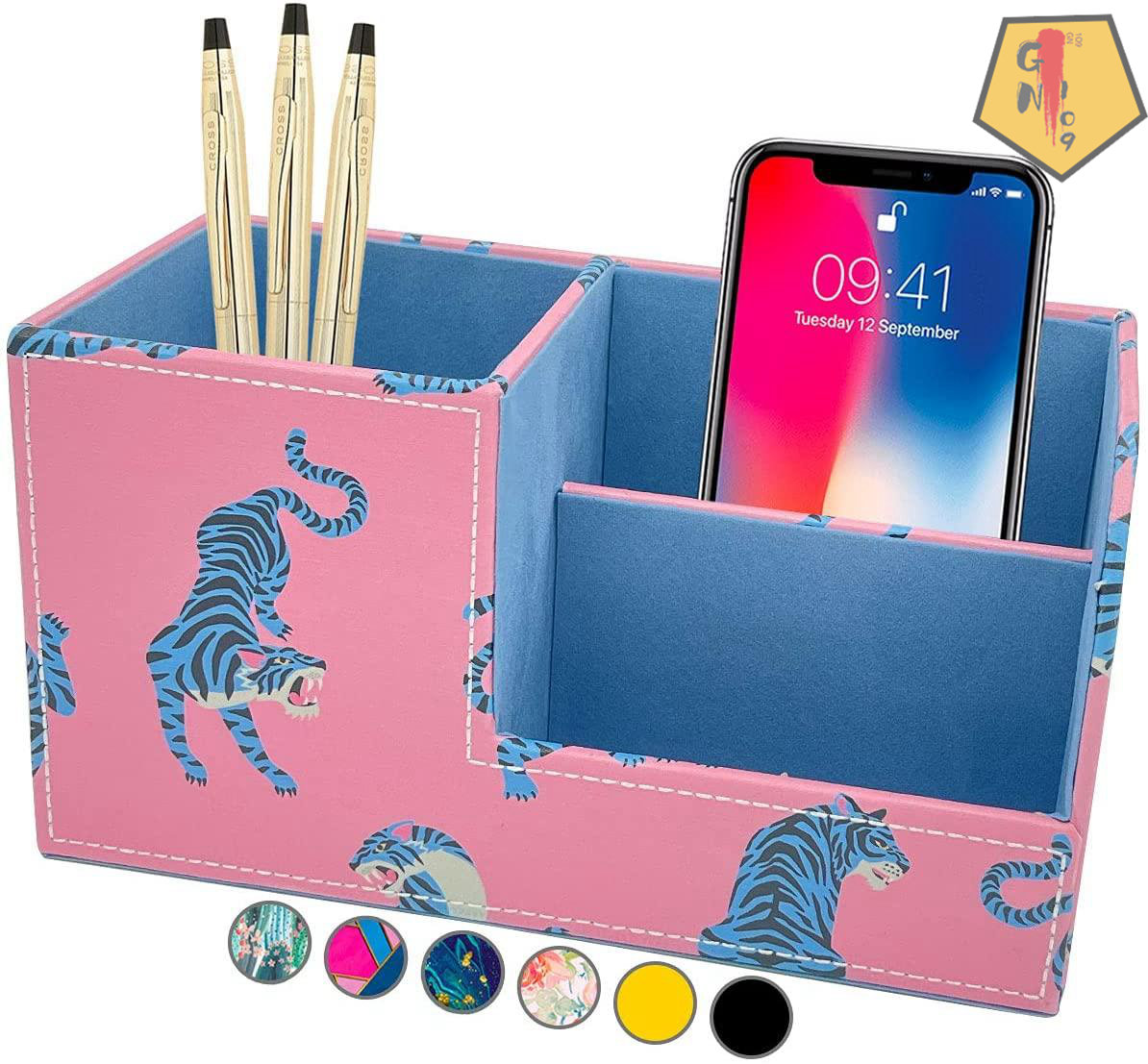 GN109 PU Leather Desk Organizer Cute Pen Holder Office Pencil Holders