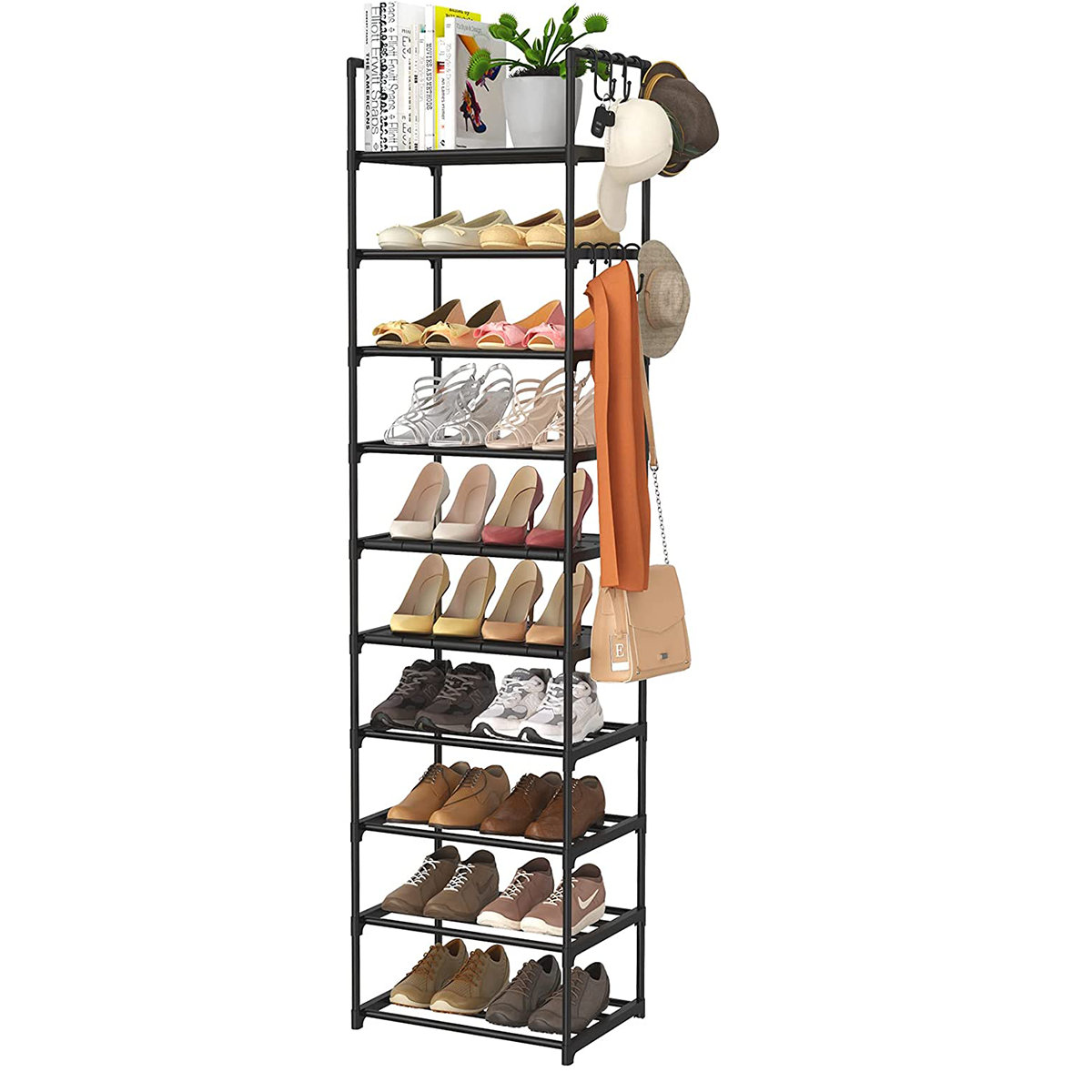 Rebrilliant 2024 Pairs Vertical Shoe Rack Space Saving Stackable Tall