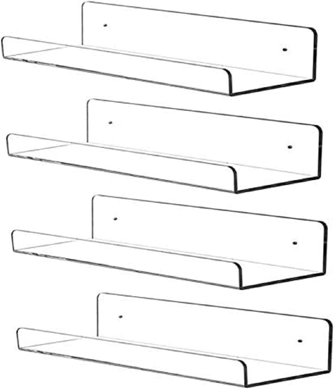 Latitude Run® Clear Acrylic Shelves Invisible Floating Wall Bookshelf