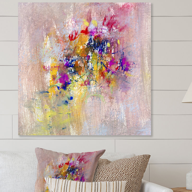 Abstract Pastel Drawing Red Purple II - Pastel Canvas Wall Decor