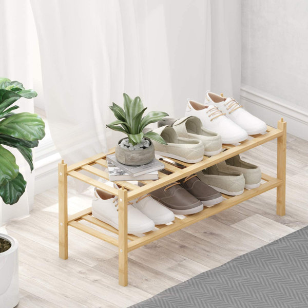 Hampton Style Shoe Rack House of Hampton® Bamboo 8 Pair Stackable Shoe Rack - Wayfair Canada