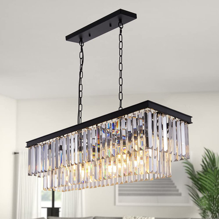 Talke 9-Light Crystal Chandelier 34.5 Inch, Contemporary Modern Chandeliers  Adjustable For Living Room, Dining Room, Pool Table Light, Kitchen Island  ...