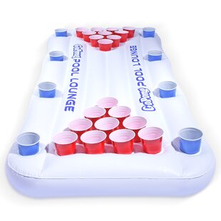 The Air Pong Table Inflatable Beer Pong Cooler Lightweight Floating Beer Pong Table Portable Comes with a Built-in Cooler and Free Plastic Racks Vinyl by PongHead 7ft 
