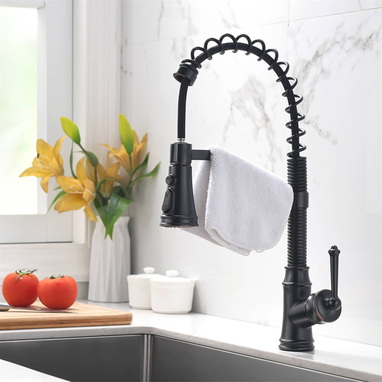 AWZTOO Pull Down Single Handle Kitchen Faucet With ...