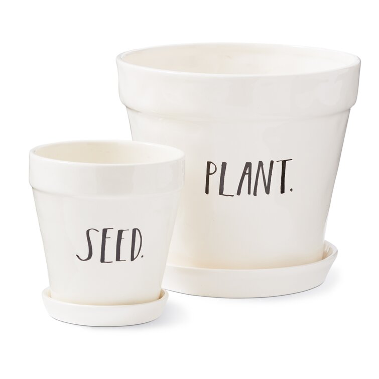 Details about   2pc Rae Dunn Gift Boxed Magenta White Ceramic PLANTER & plant MISTER GROW & MIST 