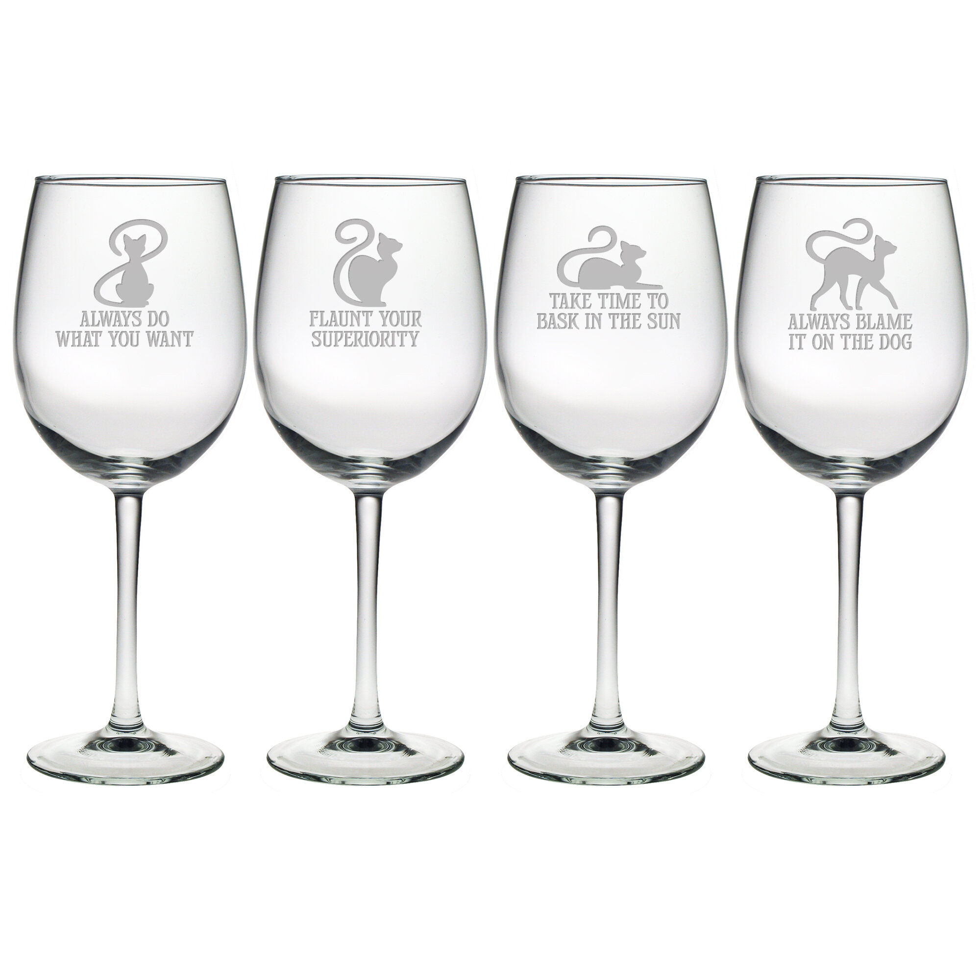 Susquehanna Glass Cat Philosophy 4 Piece oz. Wine Glass Set & Reviews |