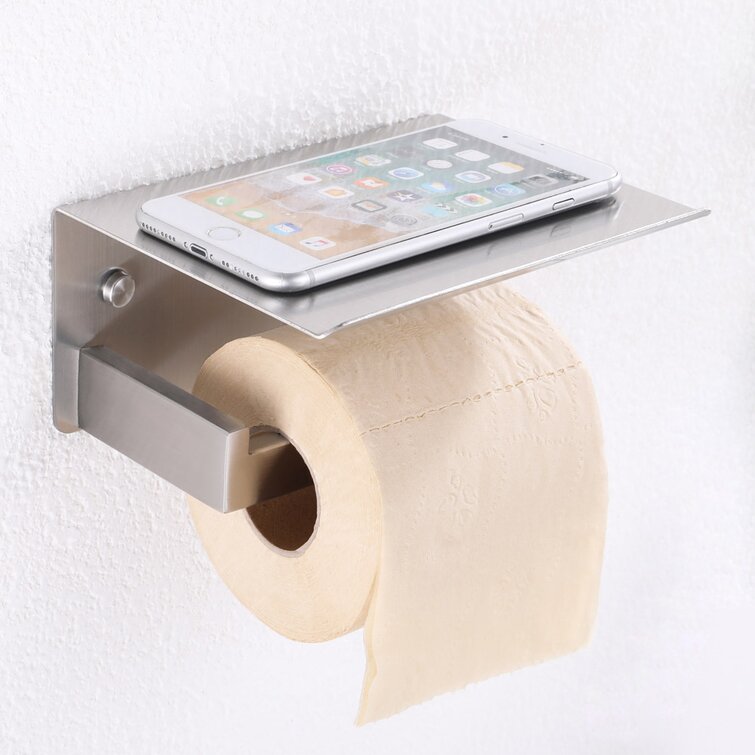 Wall Mounted Toilet Paper Roll Holder Tissue Box W/Cover,Stainless Steel Brushed 