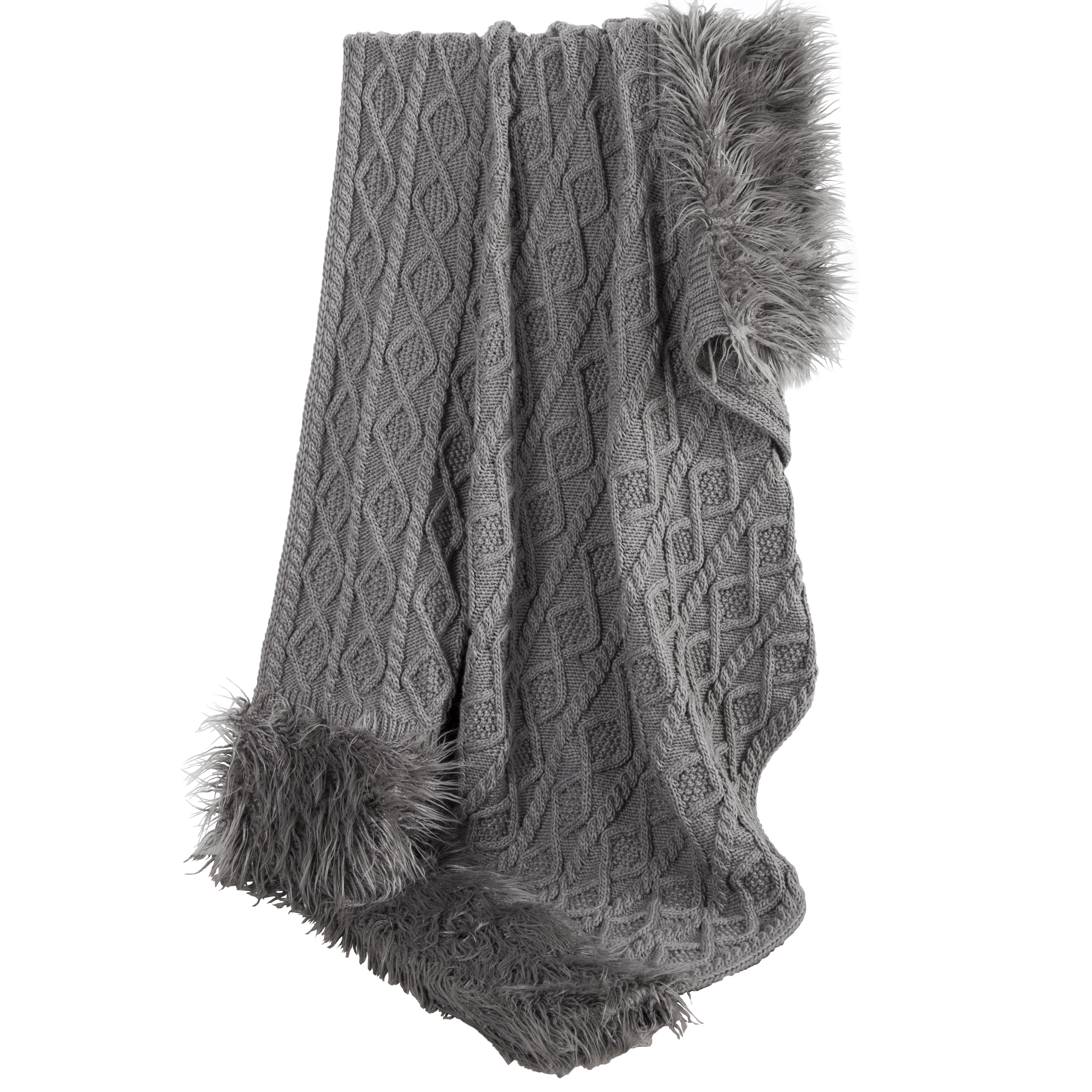 Nordic Cable Knit Throw East Urban Home Color: Gray